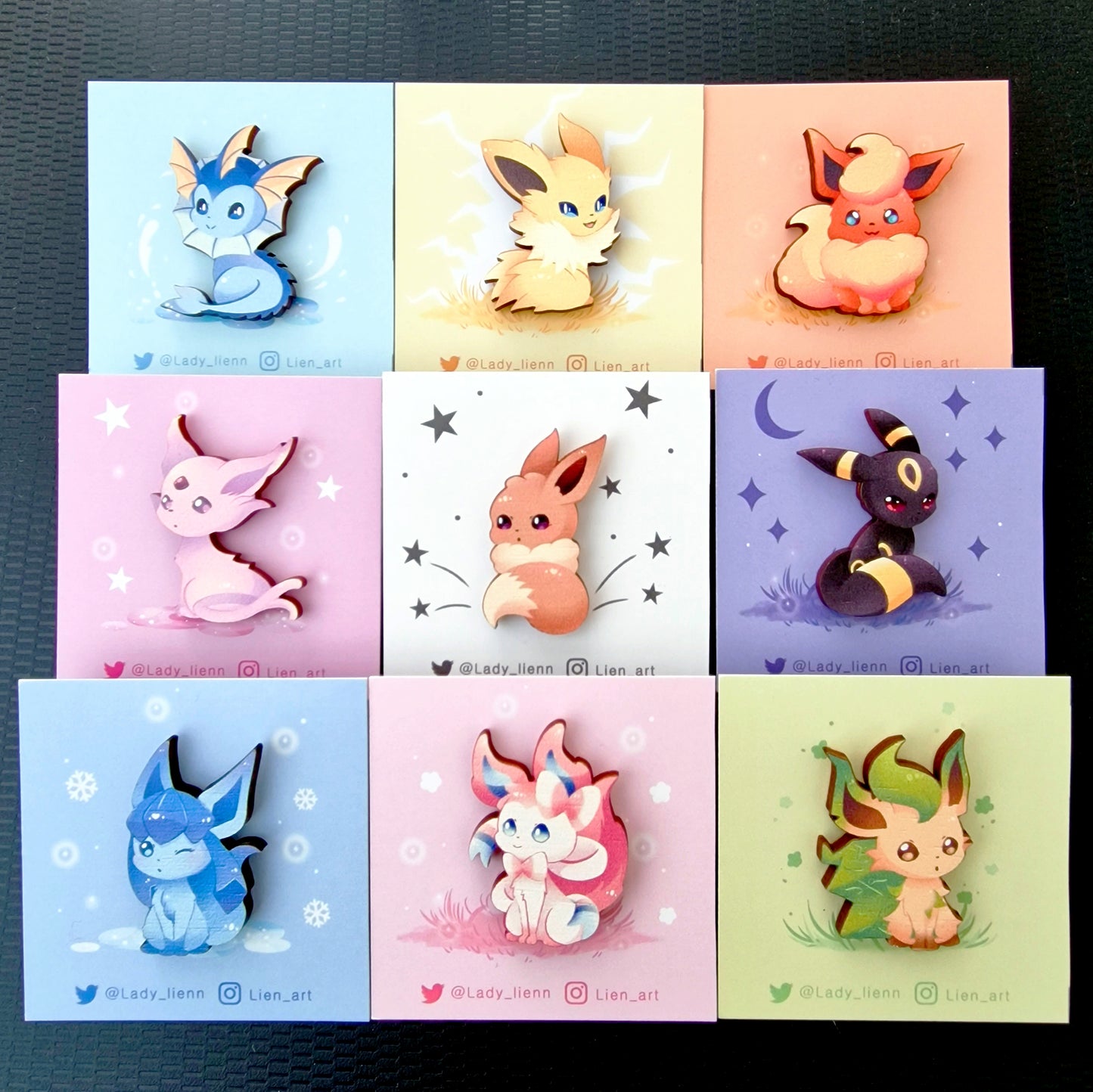Eeveelutions - Wooden pins