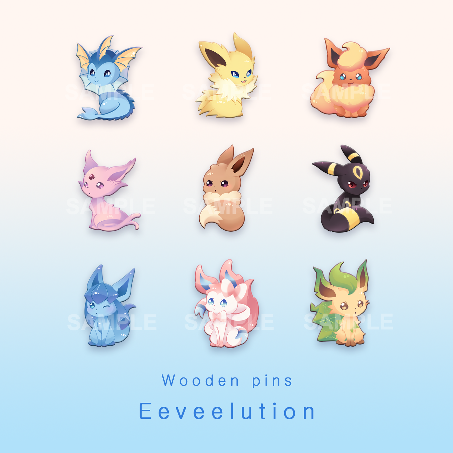 Eeveelutions - Wooden pins