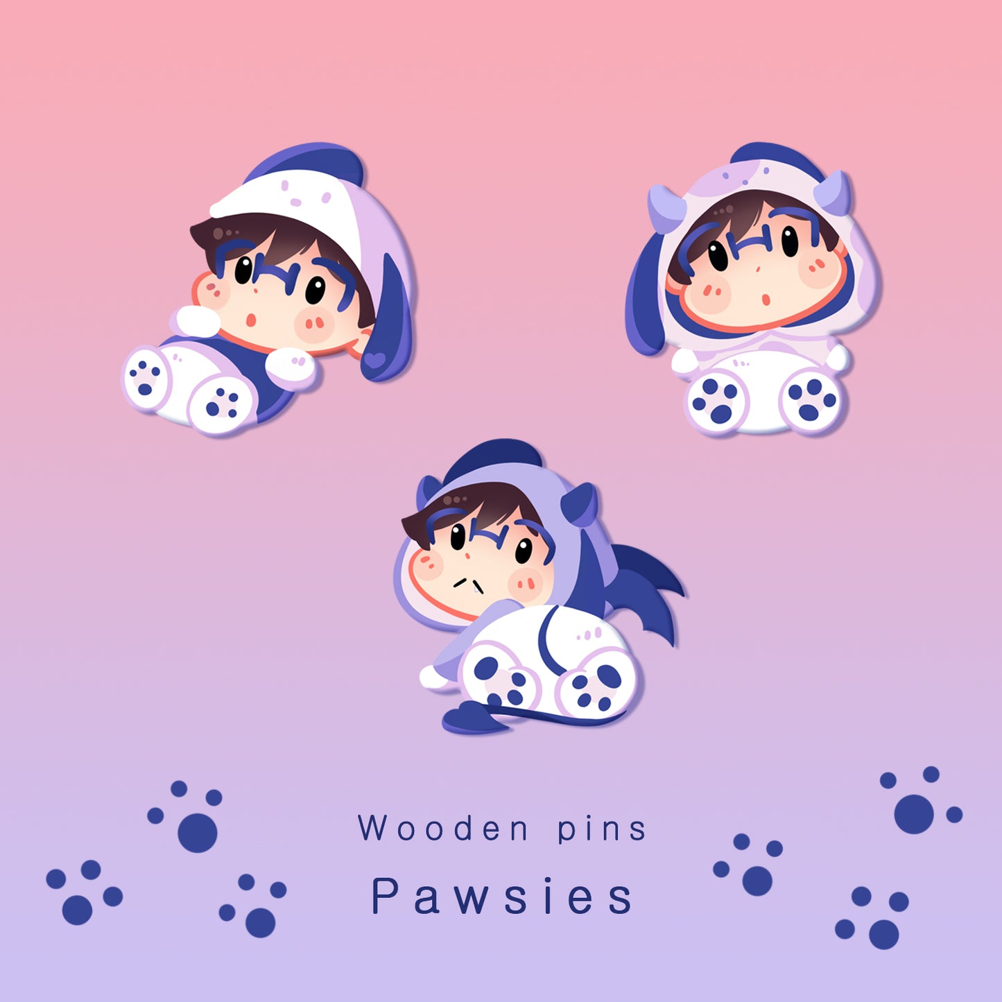 [Yuri!!! on Ice] - Pawsies - wooden pins